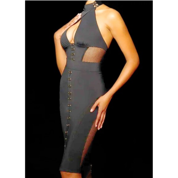 Honey Birdette Dresses & Skirts - Honey Birdette Tash 2 Piece Set Black Halter Top & Midi Skirt‎